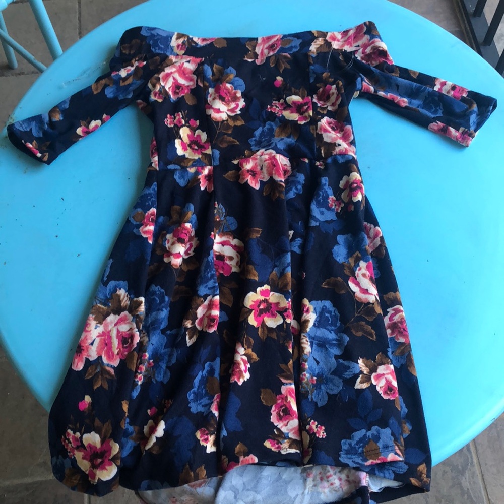 NWOT Navy Blue Floral Dress!